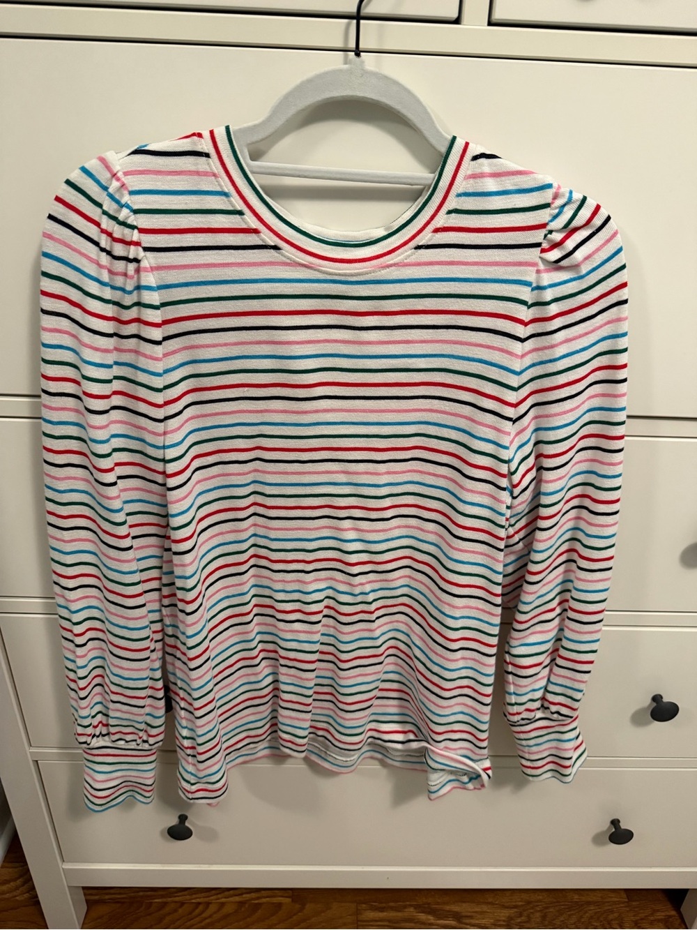 LOFT Striped Long Sleeve Puffed Top - Size Medium